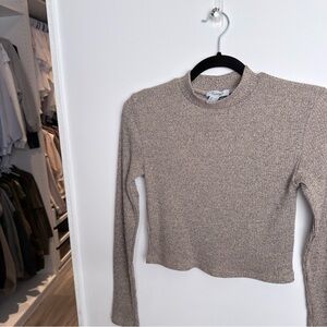 Revamped Beige Knit Long Sleeve Crop Top